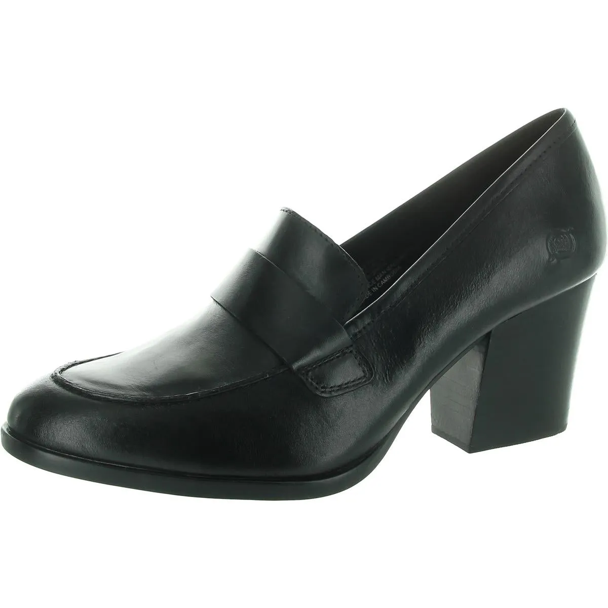 Ellison Womens Cushioned Footbed Leather Loafer Heels