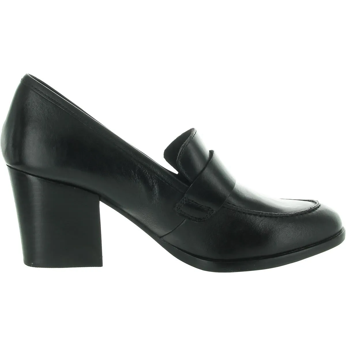 Ellison Womens Cushioned Footbed Leather Loafer Heels