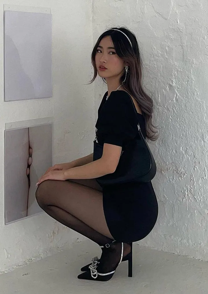 Elsie Black Satin Heels