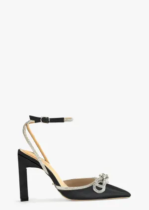 Elsie Black Satin Heels