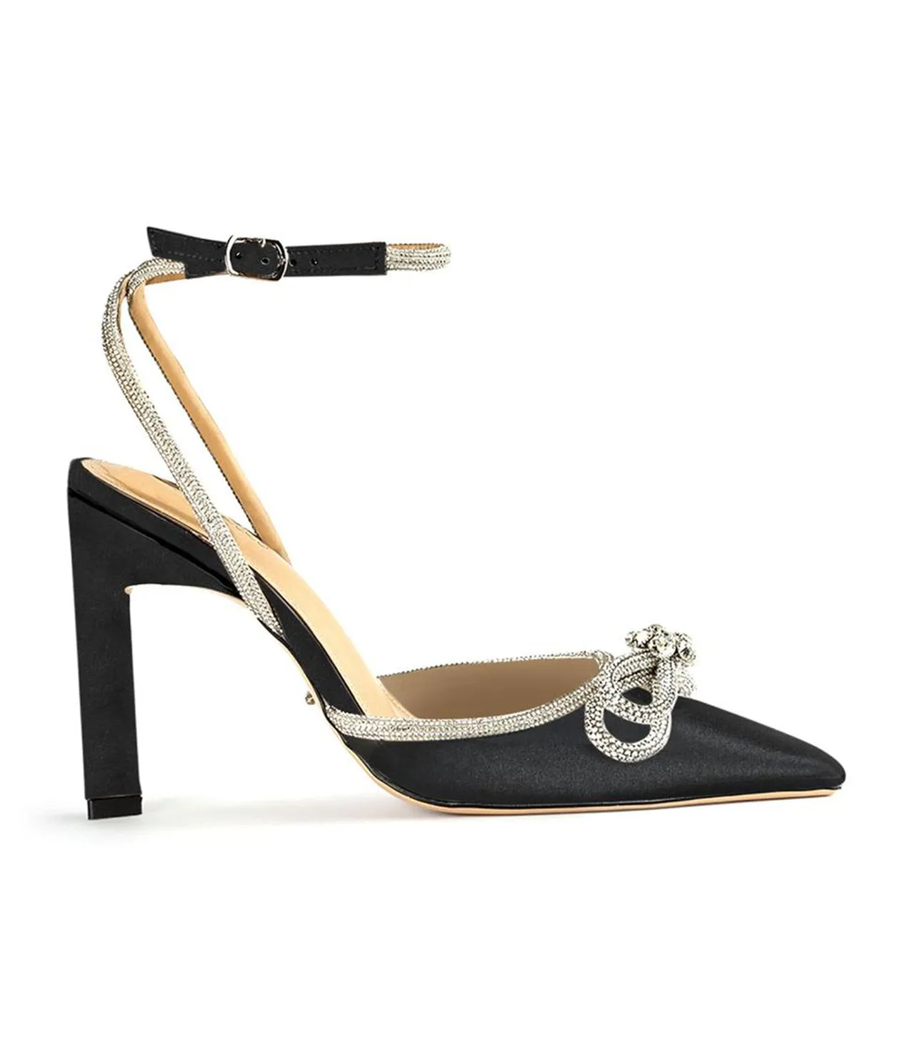 Elsie Black Satin Heels