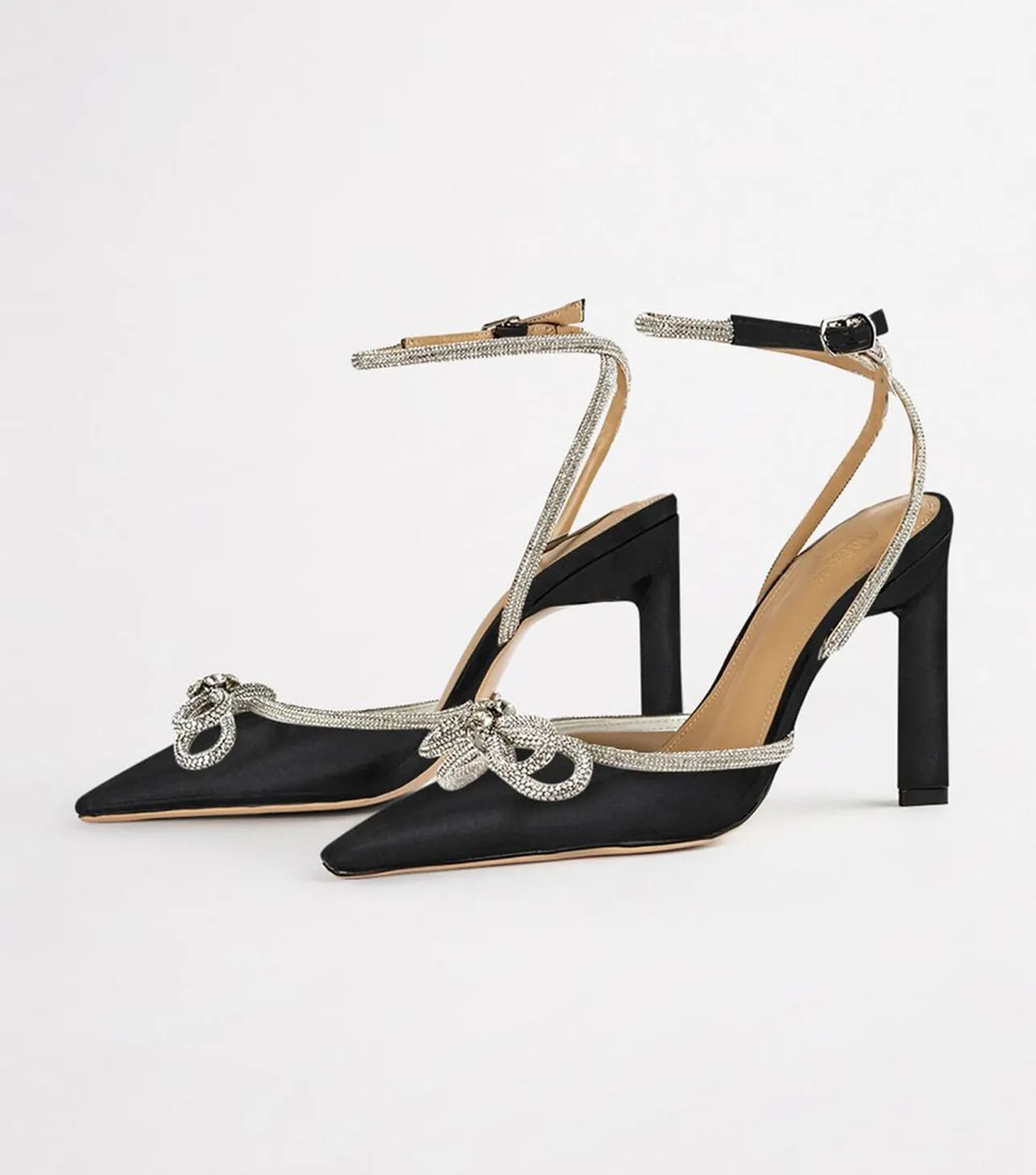 Elsie Black Satin Heels