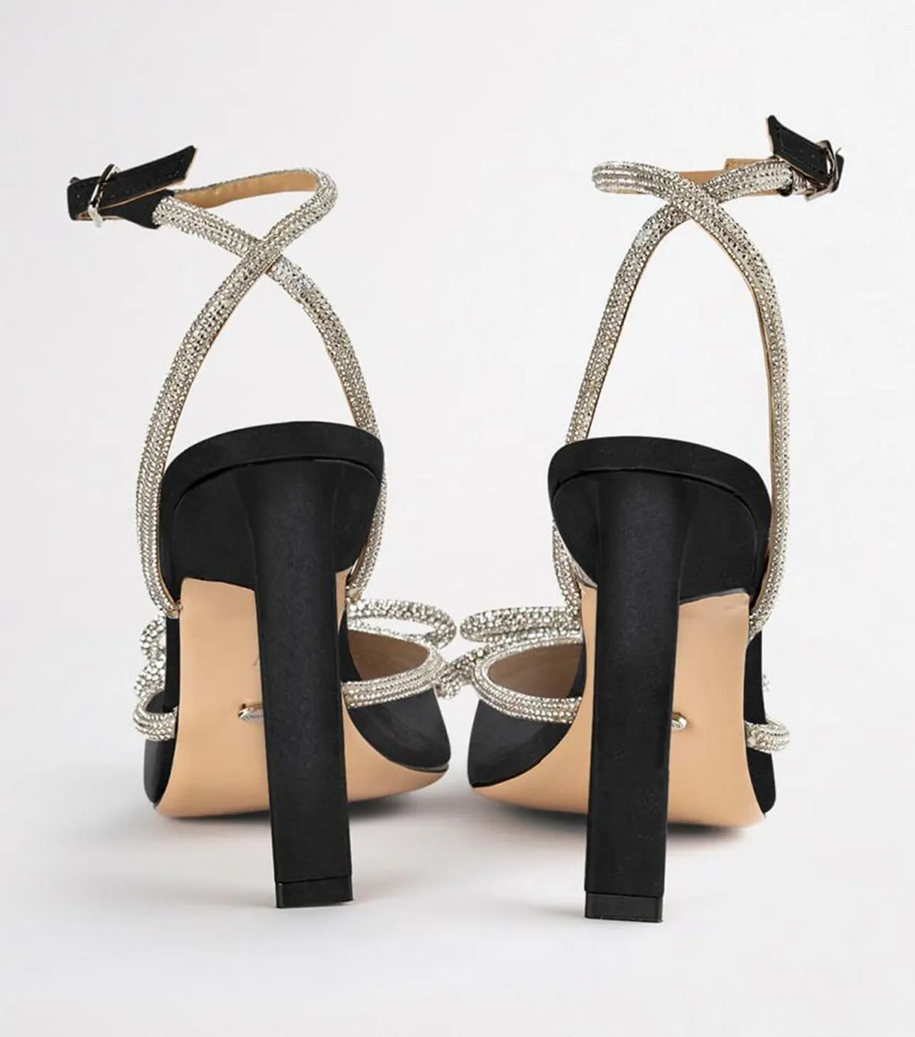 Elsie Black Satin Heels