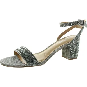 Evelina Womens Rhinestone Metallic Block Heels