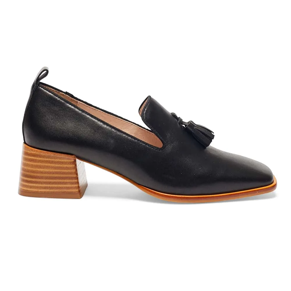 Famous Heel in Black Leather