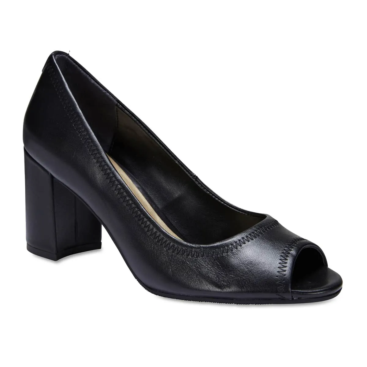 Fawn Heel in Black Leather