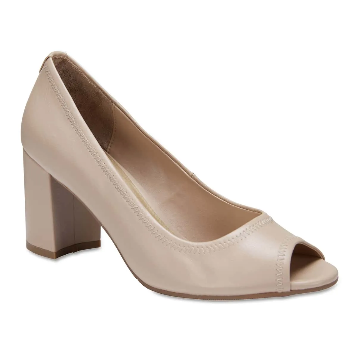 Fawn Heel in Nude Leather