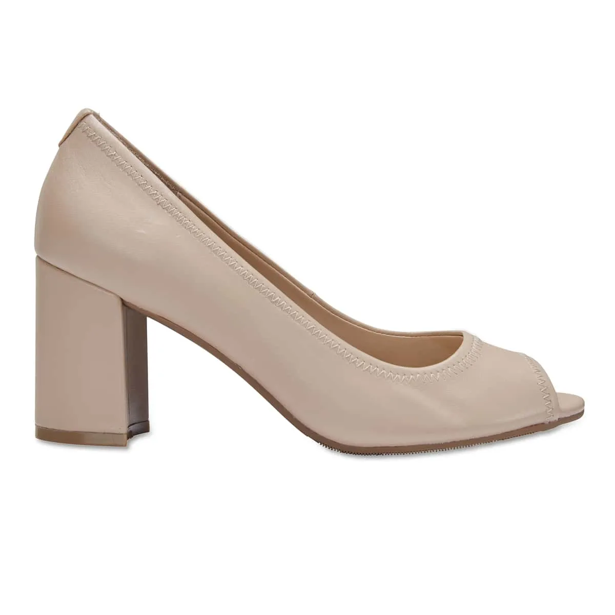 Fawn Heel in Nude Leather