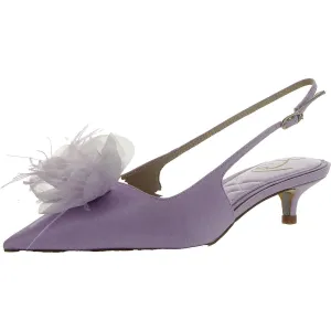 FAYE Womens Slingback Cushioned Footbed Kitten Heels