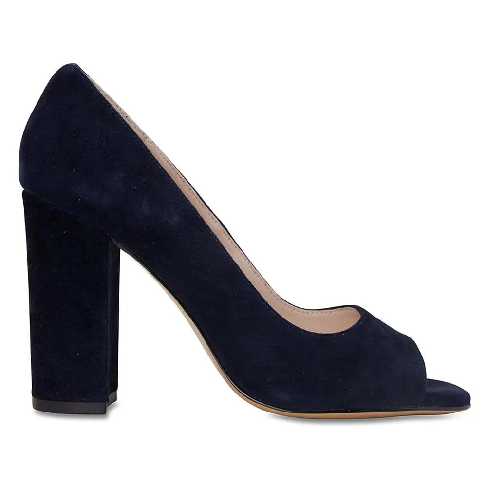 Finn Heel in Navy Suede