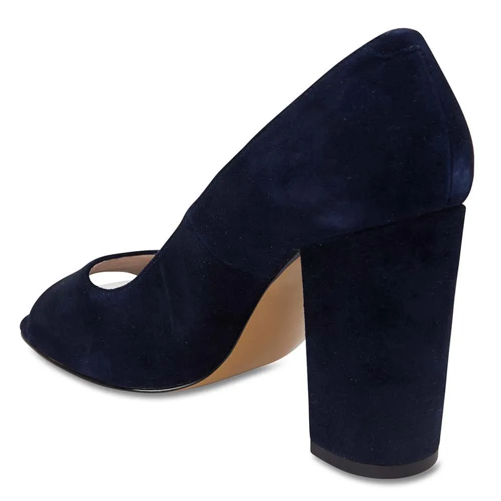 Finn Heel in Navy Suede