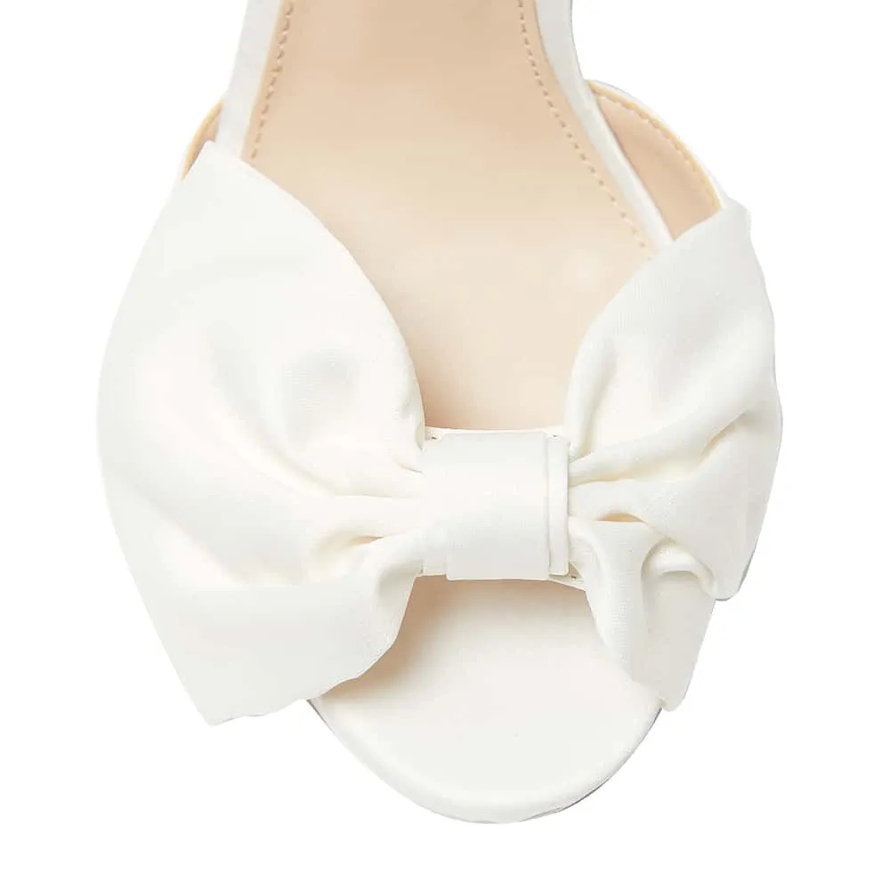 Flosie Heel in Ivory Satin