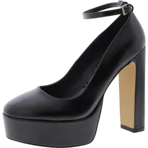 Fonda Womens Faux Leather Adjustable Block Heels