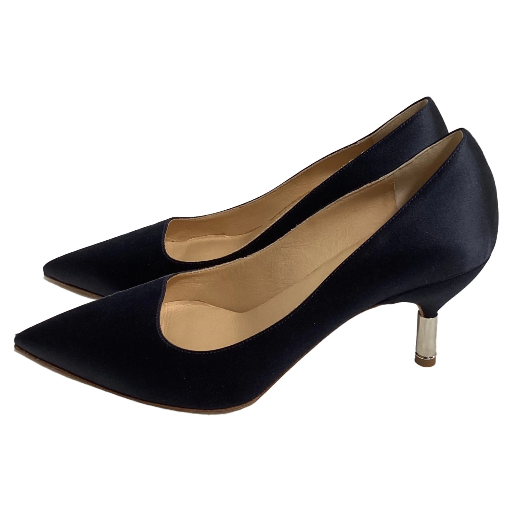Gabriela Hearst Inaya Pumps in Navy Blue Satin