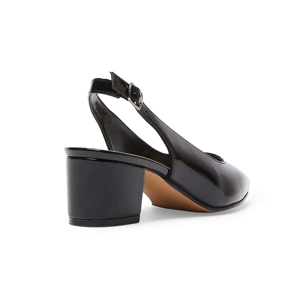Garland Heel in Black Patent