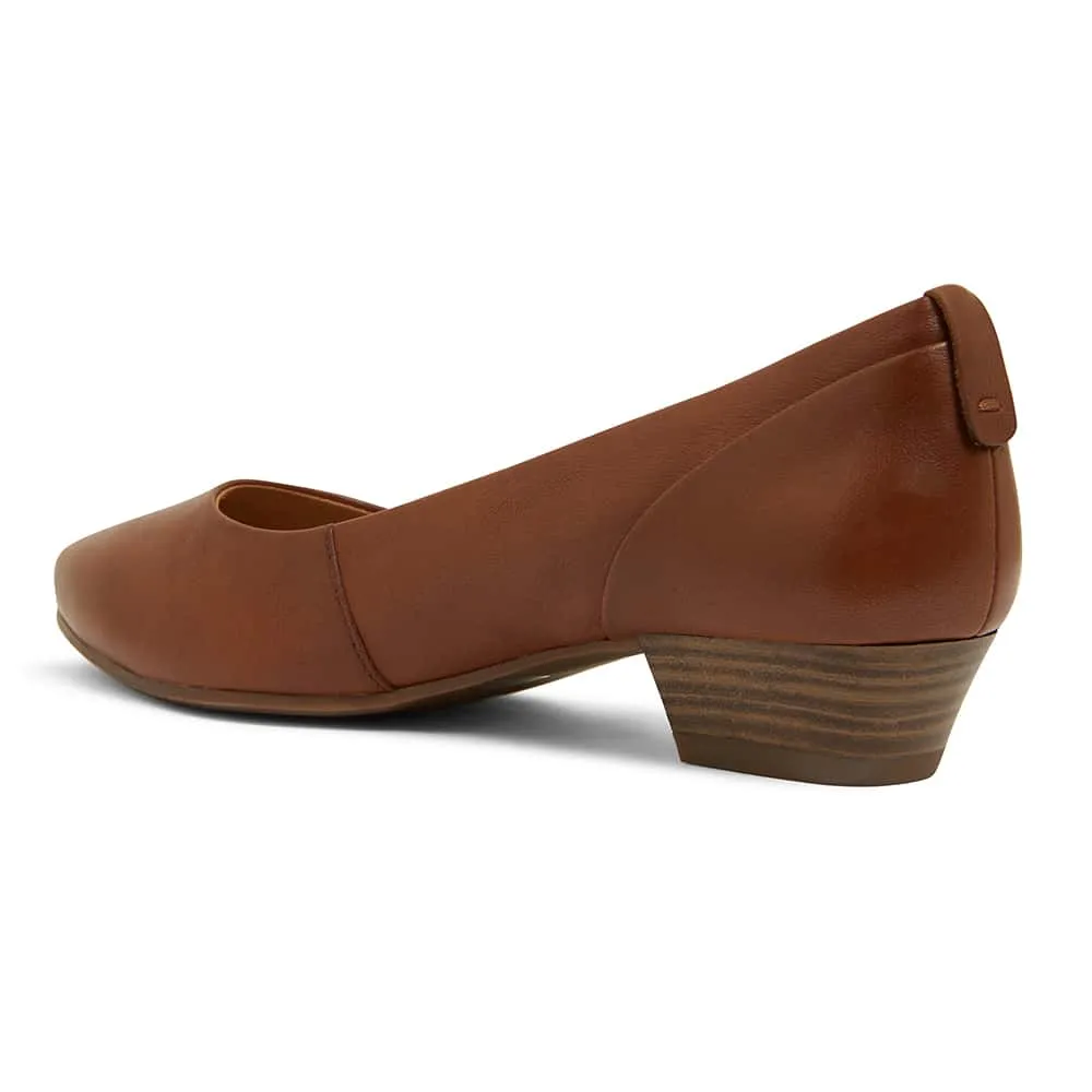 Gatto Heel in Mid Brown Leather