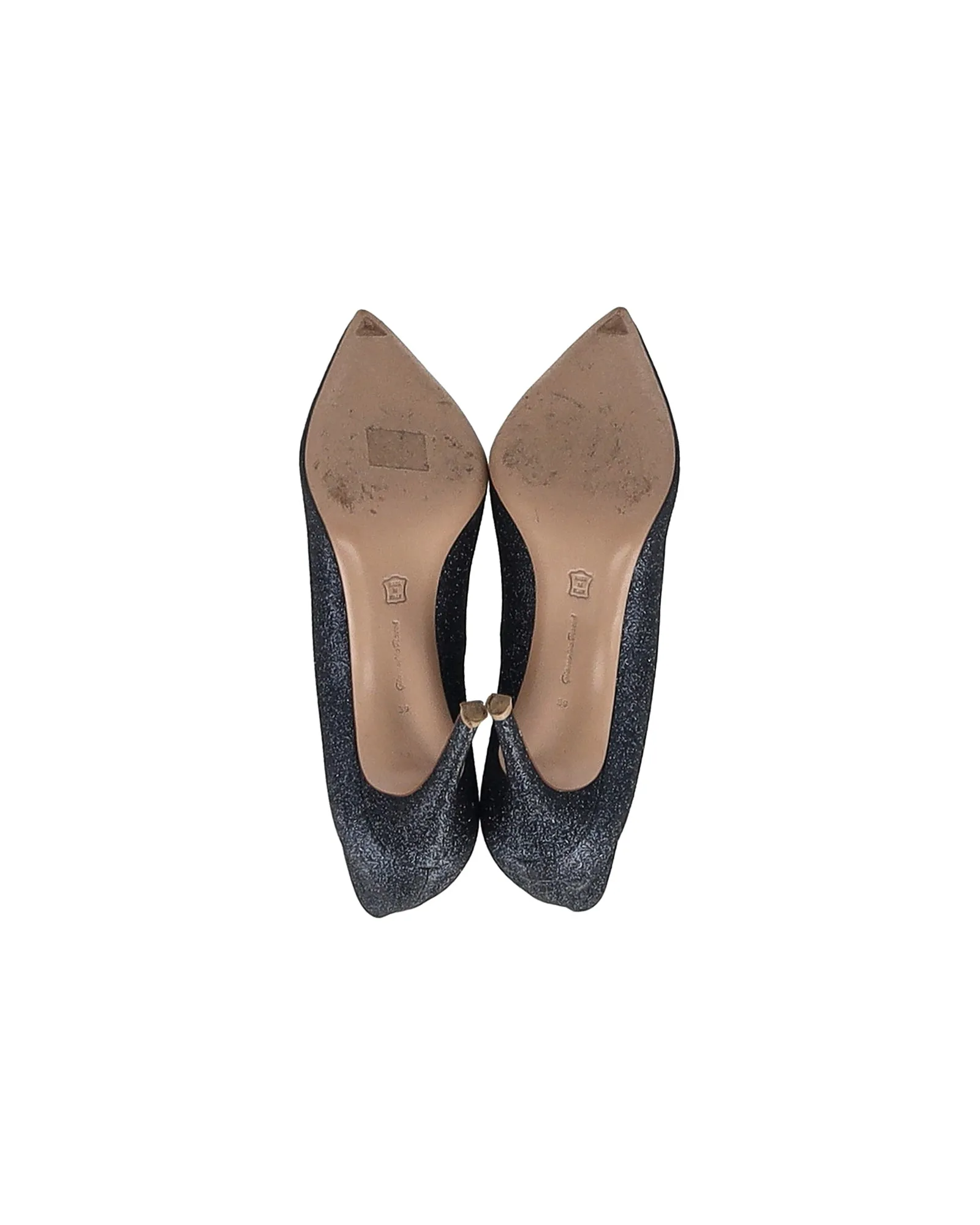 Gianvito Rossi Ellipsis 85 Pumps in Navy Blue Glitter
