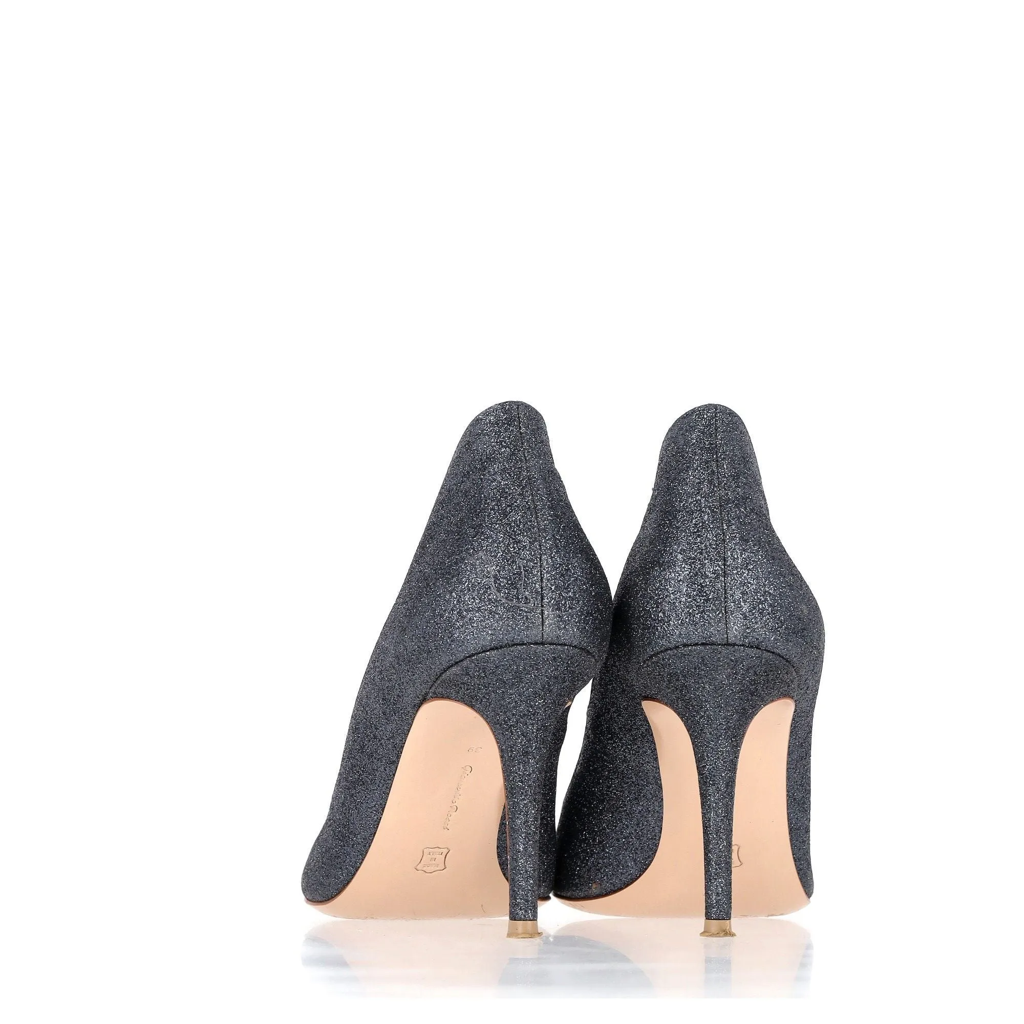 Gianvito Rossi Ellipsis 85 Pumps in Navy Blue Glitter