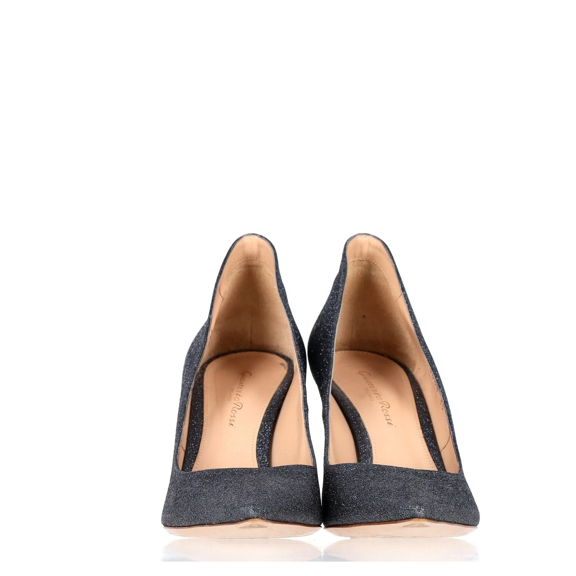 Gianvito Rossi Ellipsis 85 Pumps in Navy Blue Glitter