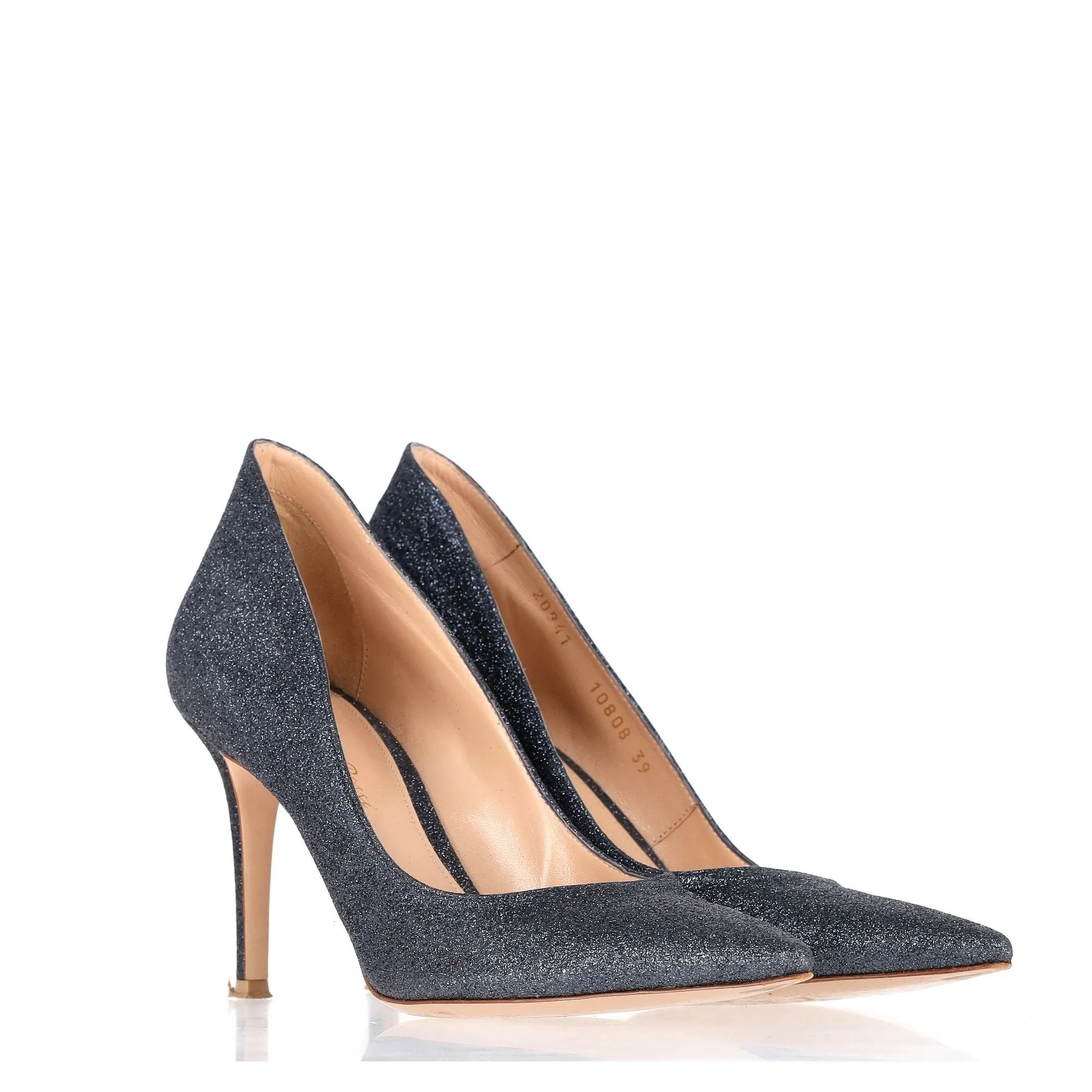 Gianvito Rossi Ellipsis 85 Pumps in Navy Blue Glitter