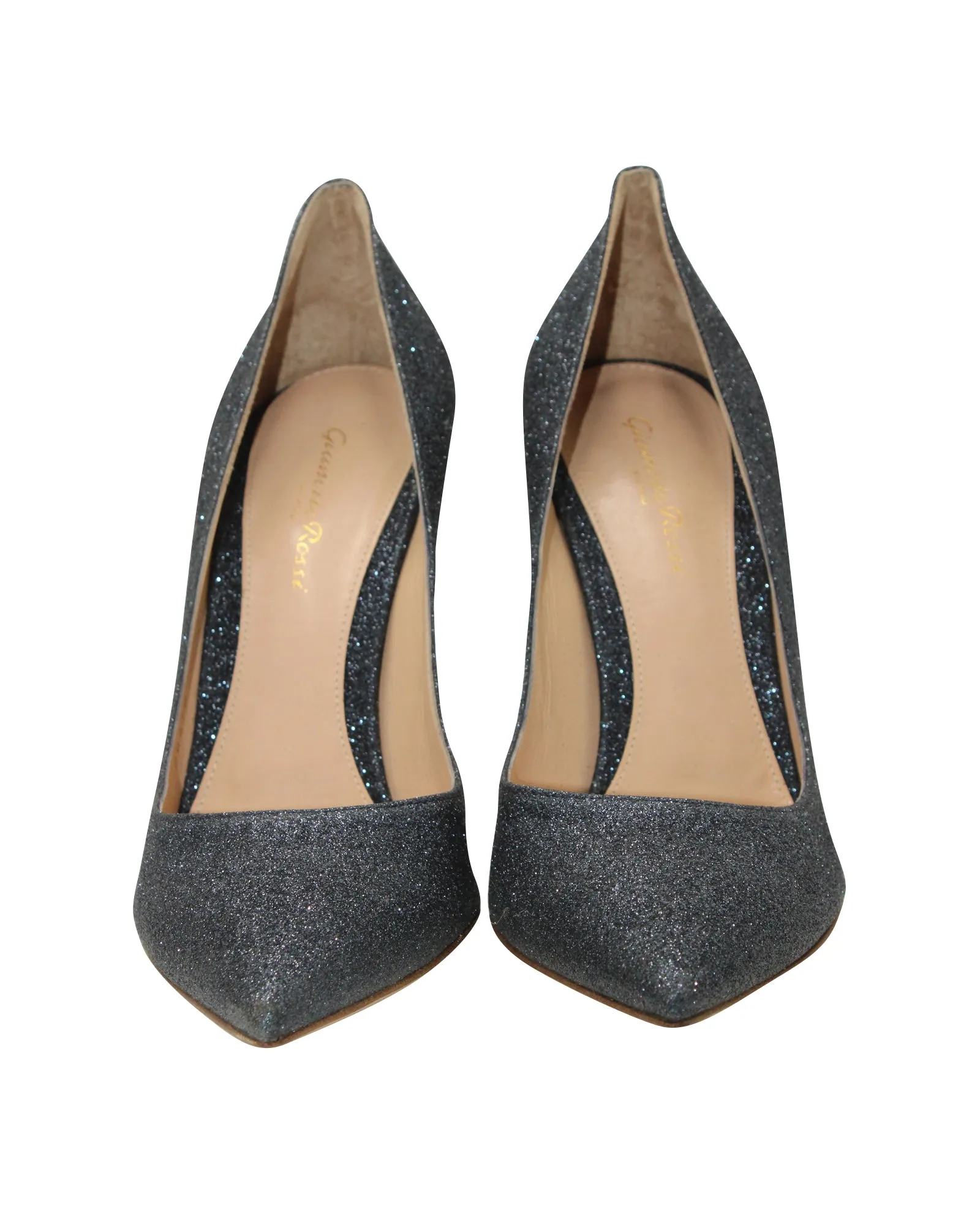 Gianvito Rossi Gianvito 105 Glitter Pumps in Blue Grey Leather