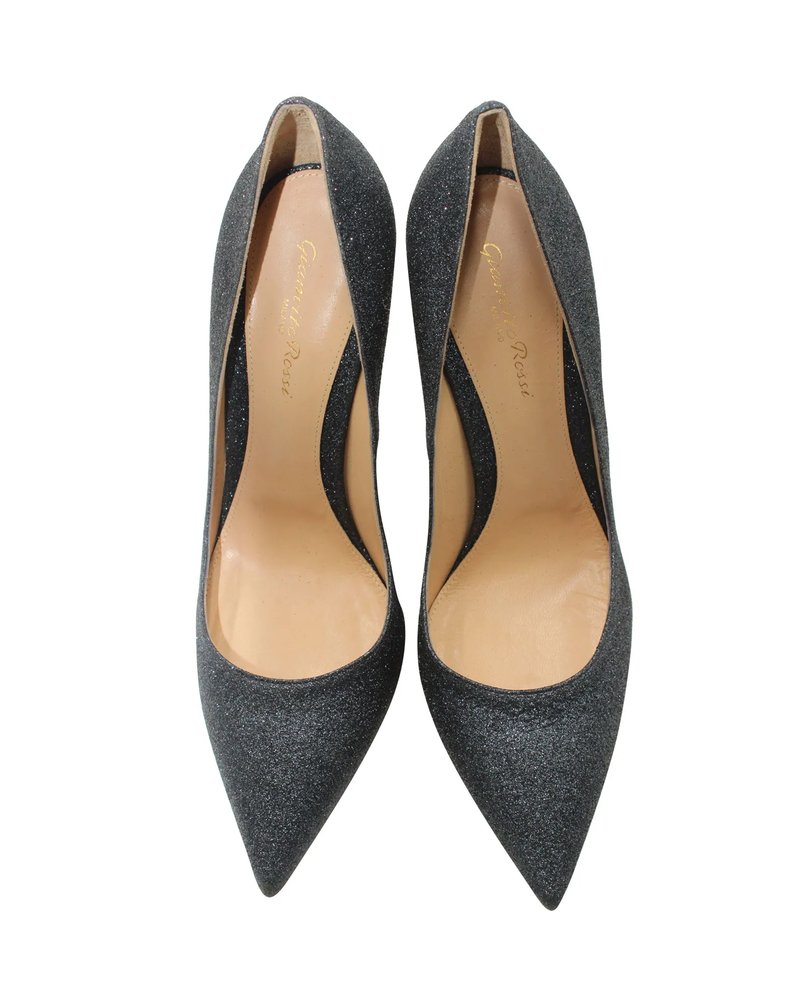 Gianvito Rossi Gianvito 105 Glitter Pumps in Blue Grey Leather