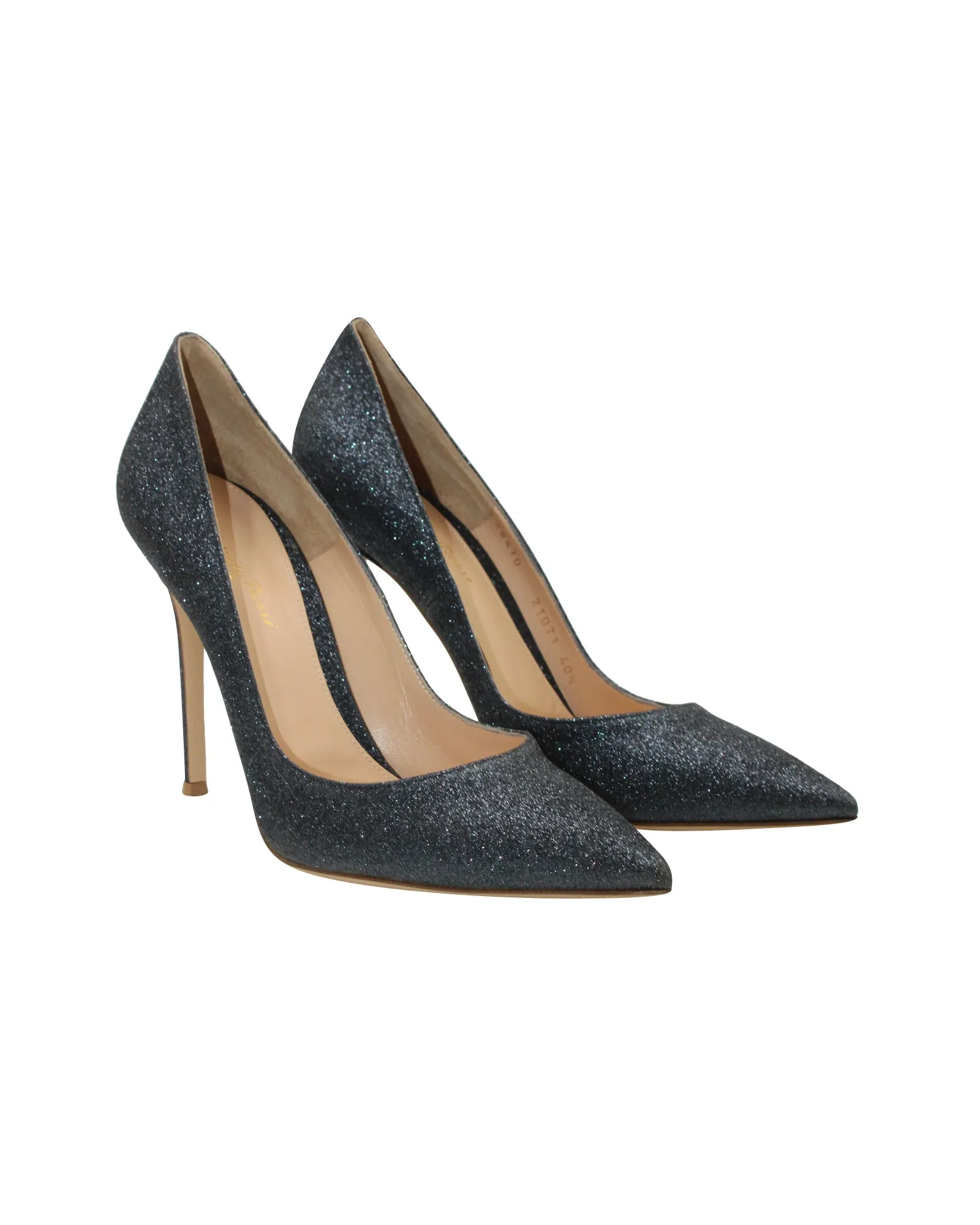 Gianvito Rossi Gianvito 105 Glitter Pumps in Blue Grey Leather