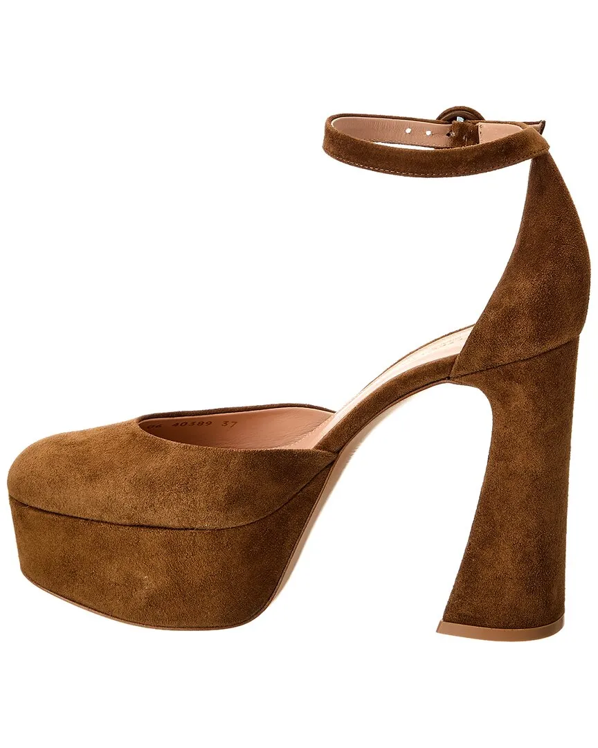 Gianvito Rossi Holly D'Orsay 70 Suede Platform Pump