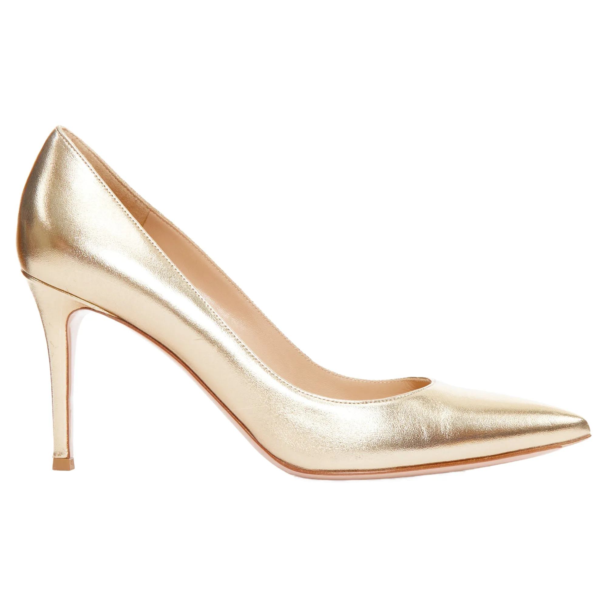 Gianvito Rossi Metallic Leather Pointy Pump Heels