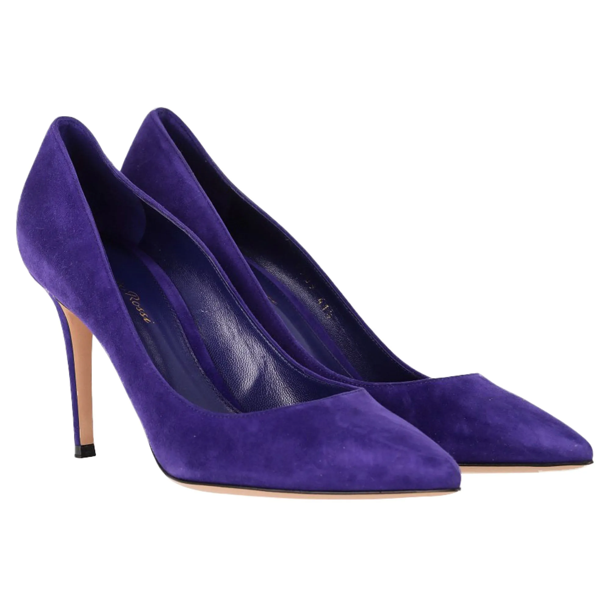 Gianvito Rossi Pointed Toe Pumps in Indigo Suede