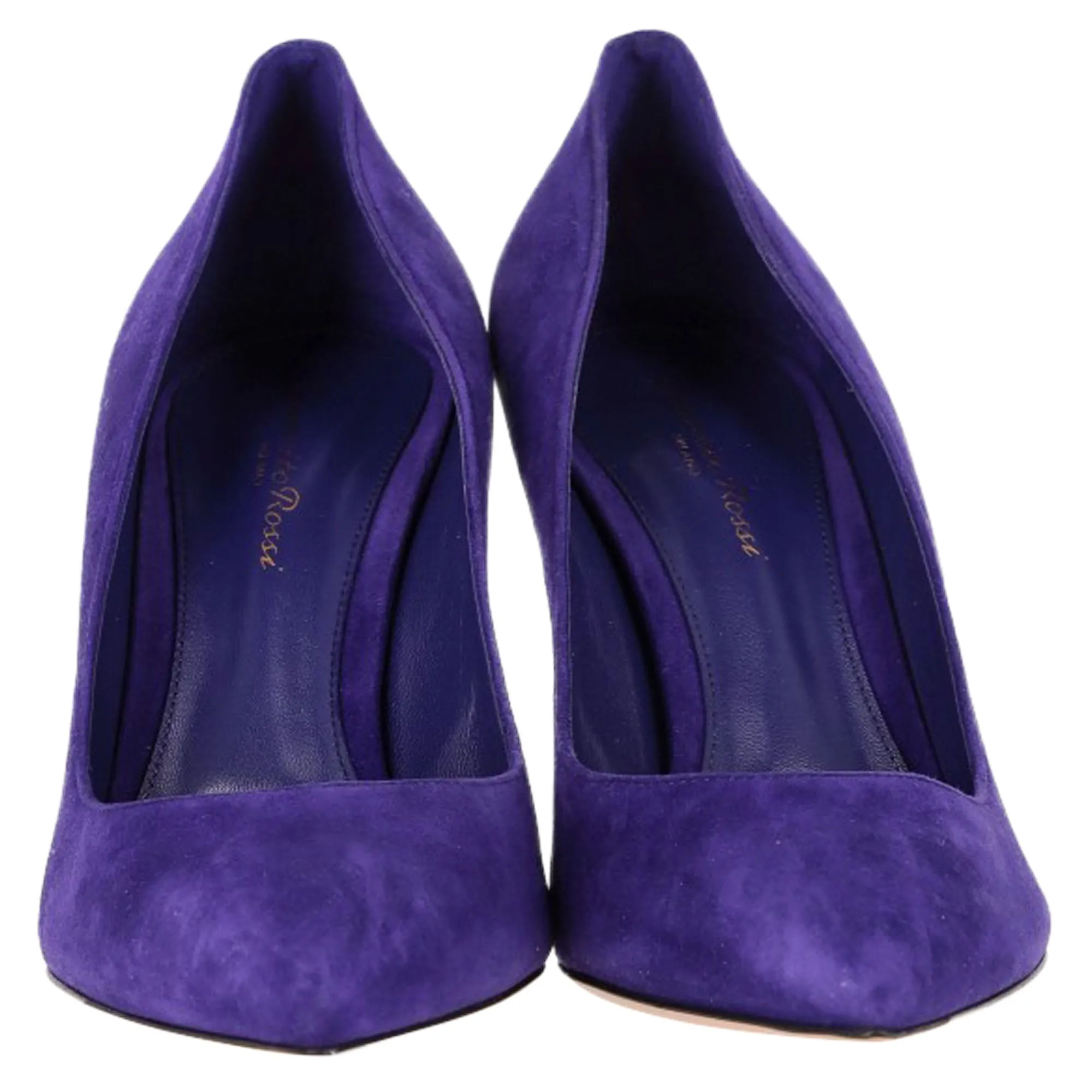 Gianvito Rossi Pointed Toe Pumps in Indigo Suede