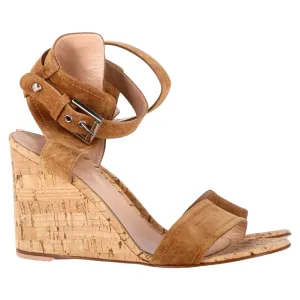 Gianvito Rossi Portofino Wedge in Brown Suede