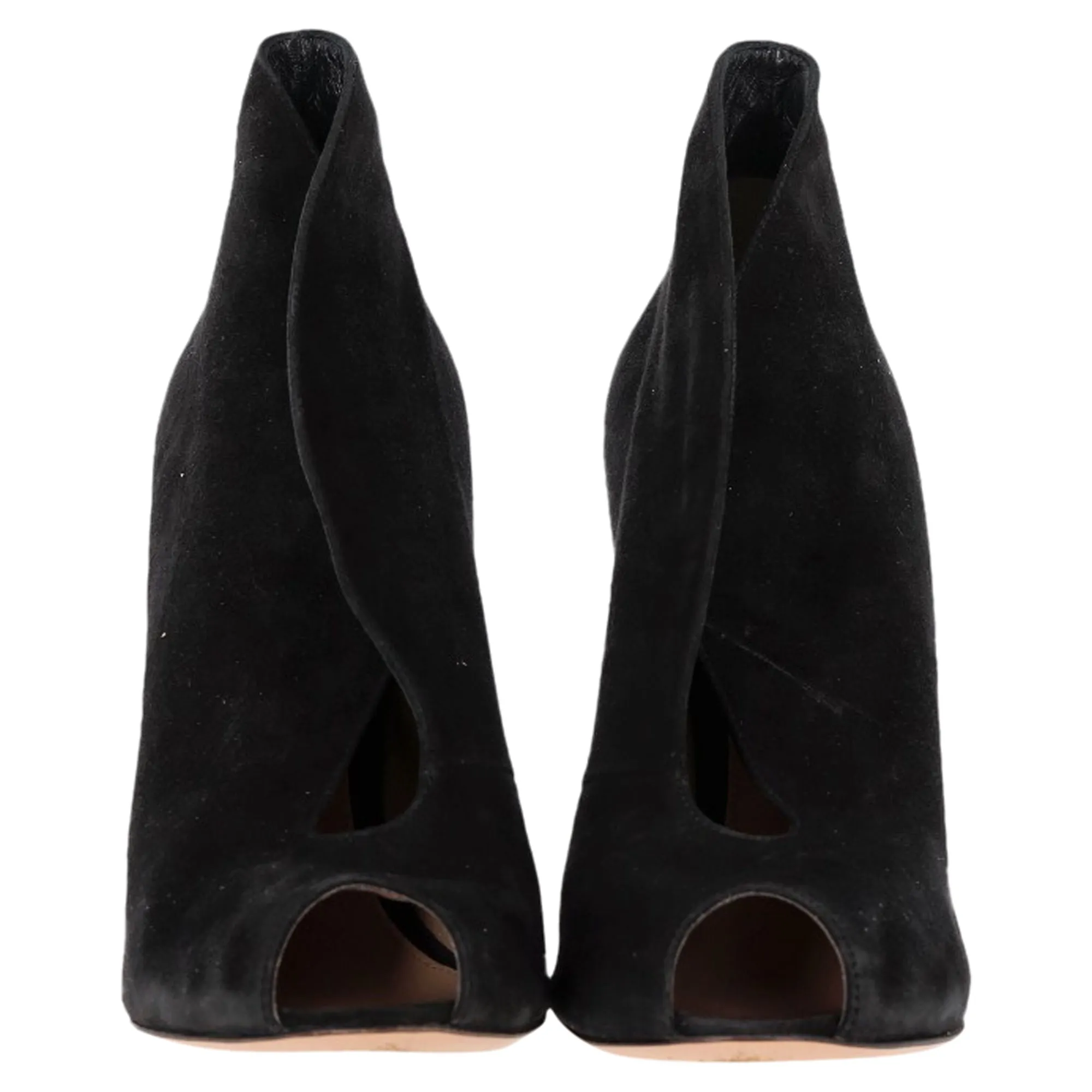 Gianvito Rossi Vamp Slip-On Peep-Toe Boots in Black Suede