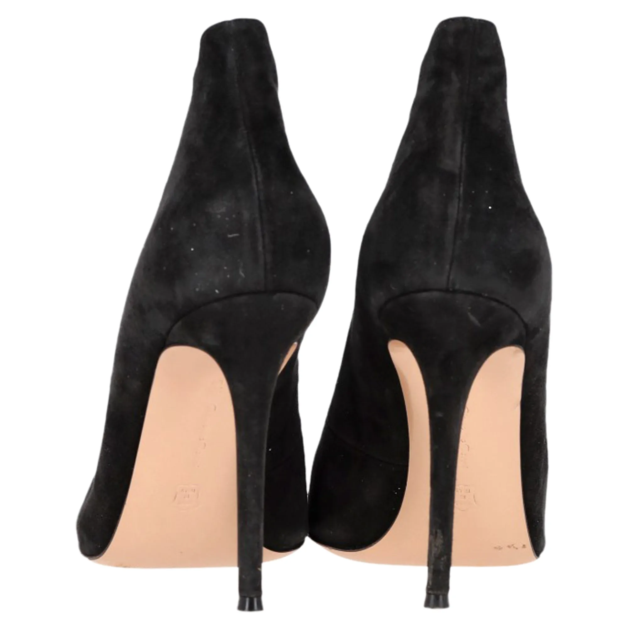 Gianvito Rossi Vamp Slip-On Peep-Toe Boots in Black Suede