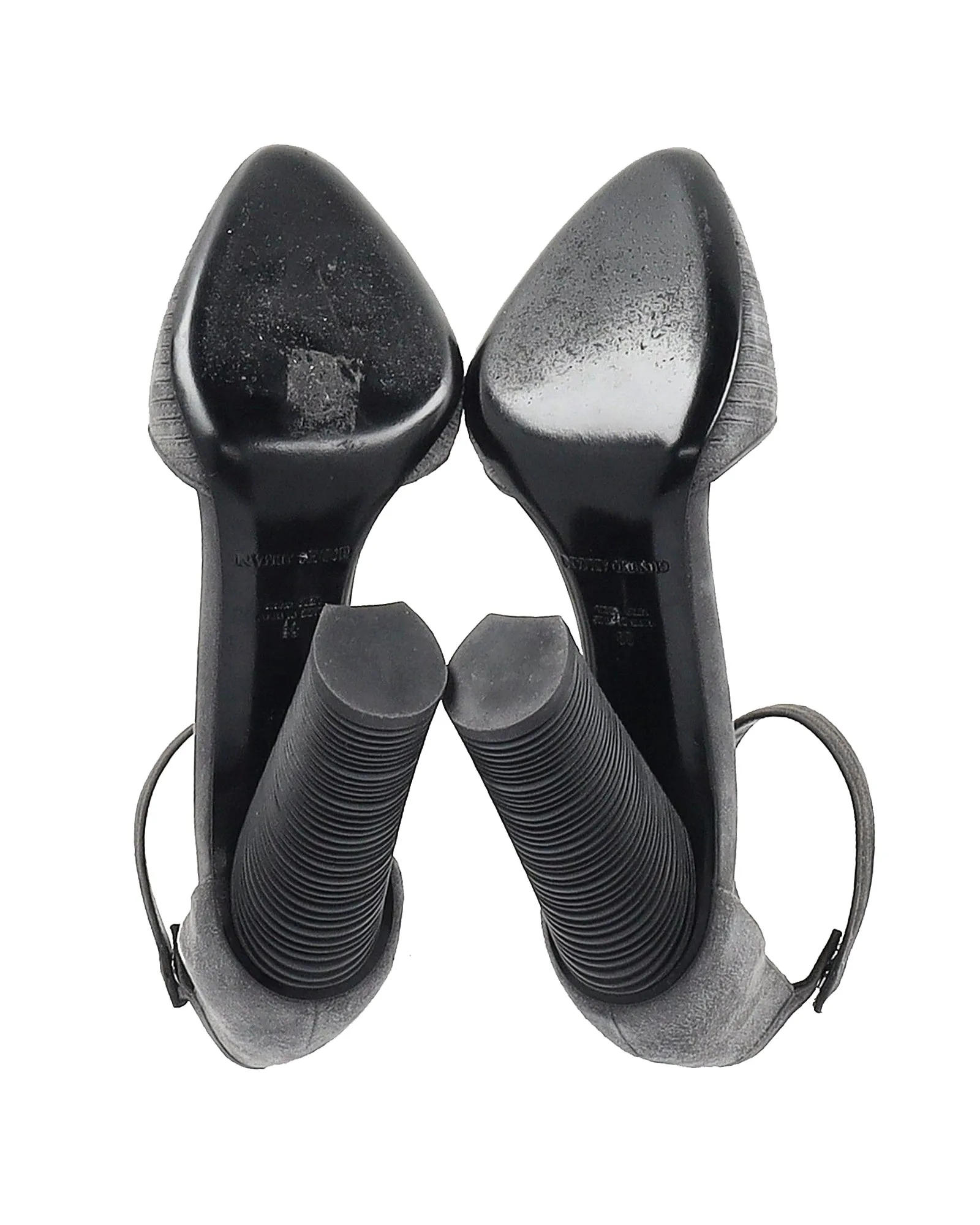 Giorgio Armani Ankle Strap Pumps in Grey Suede