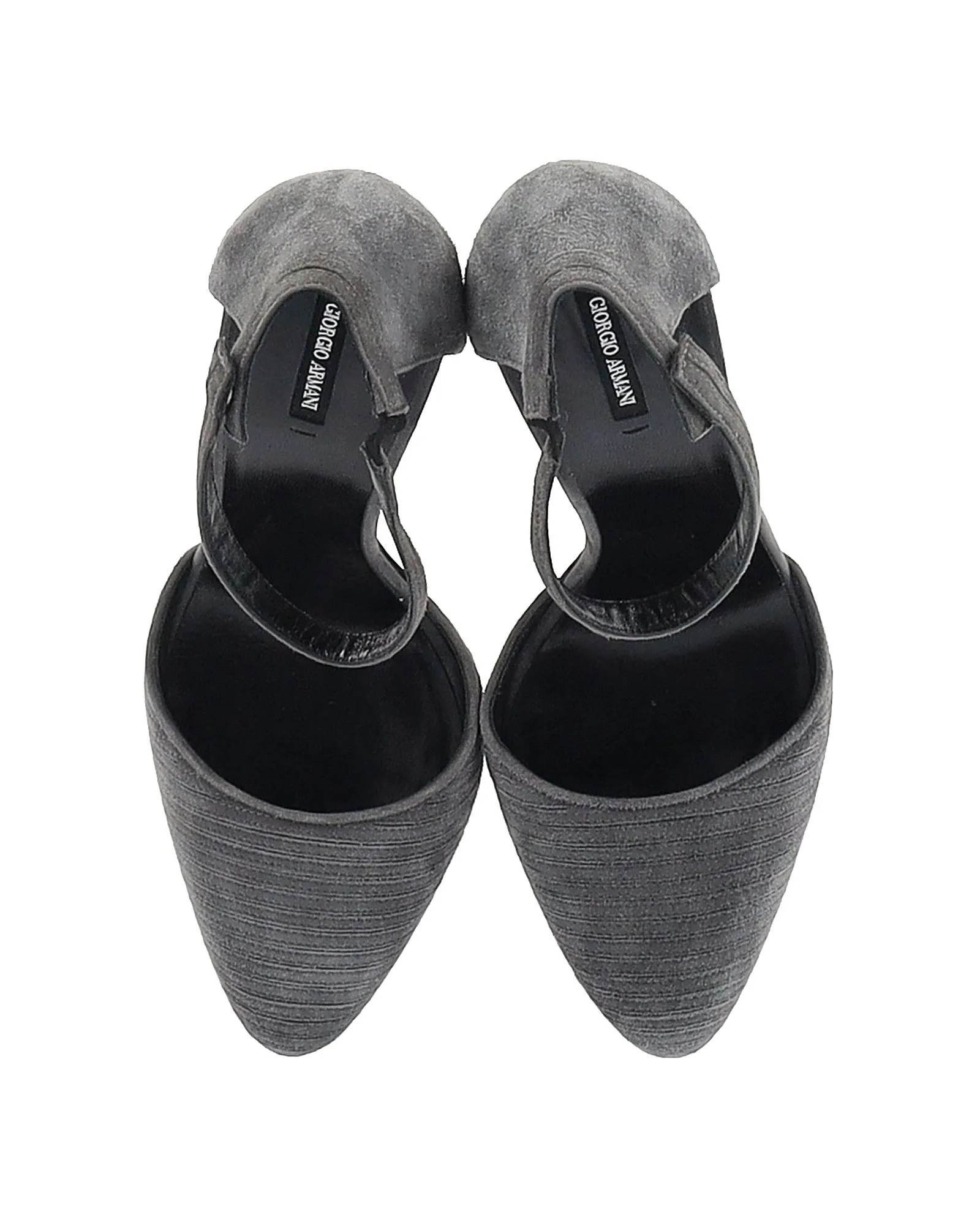 Giorgio Armani Ankle Strap Pumps in Grey Suede
