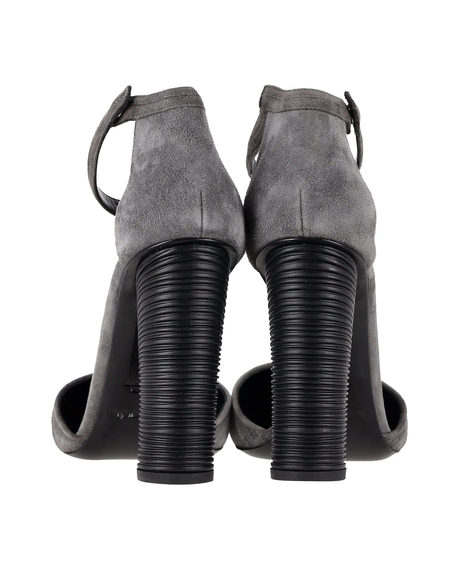 Giorgio Armani Ankle Strap Pumps in Grey Suede