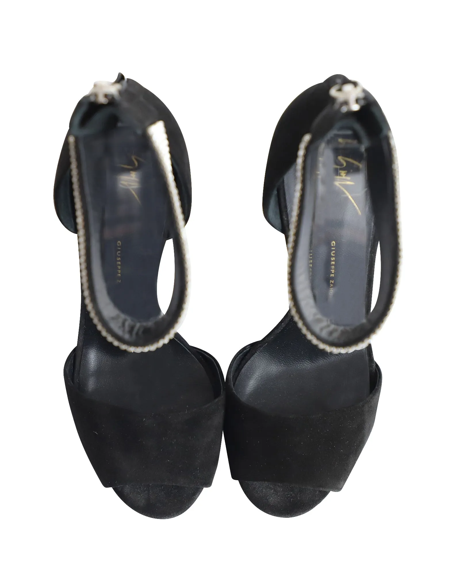 Giuseppe Zanotti Crystal-Cuff High Heel Sandals in Black Suede