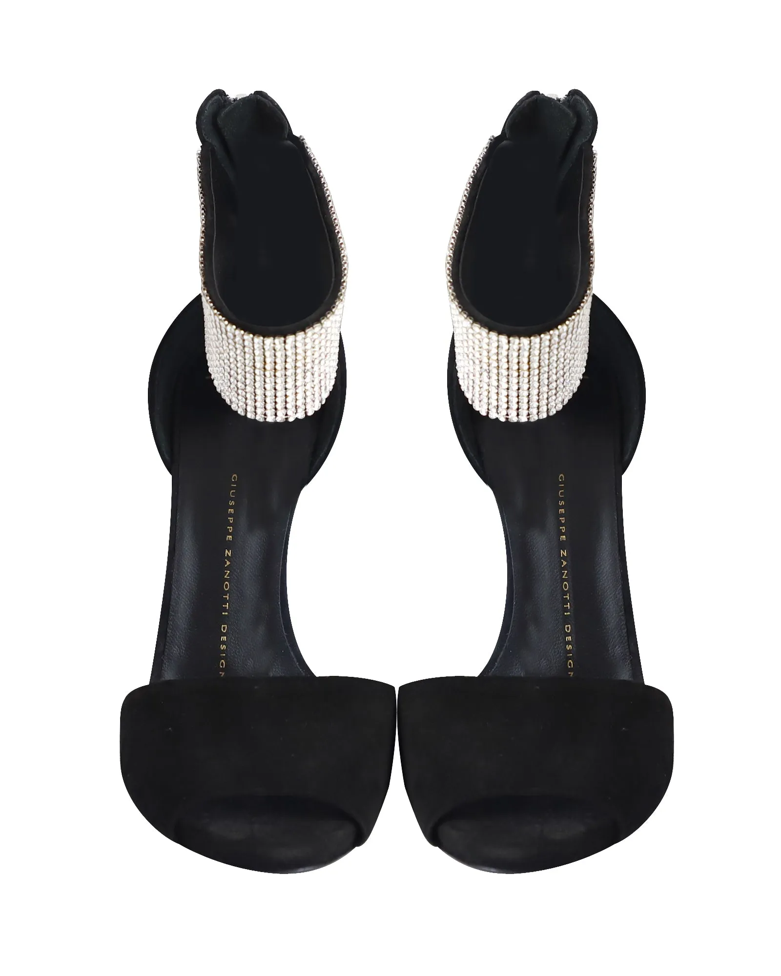 Giuseppe Zanotti Crystal-Cuff High Heel Sandals in Black Suede