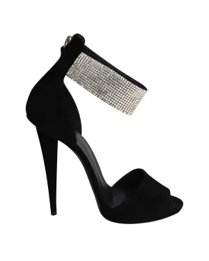Giuseppe Zanotti Crystal-Cuff High Heel Sandals in Black Suede