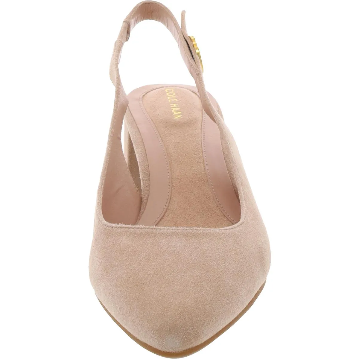 GO TO SLINGBACK Womens Leather Almond Toe Slingback Heels