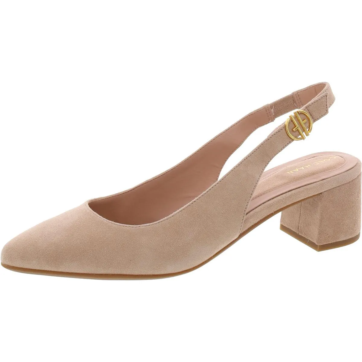 GO TO SLINGBACK Womens Leather Almond Toe Slingback Heels