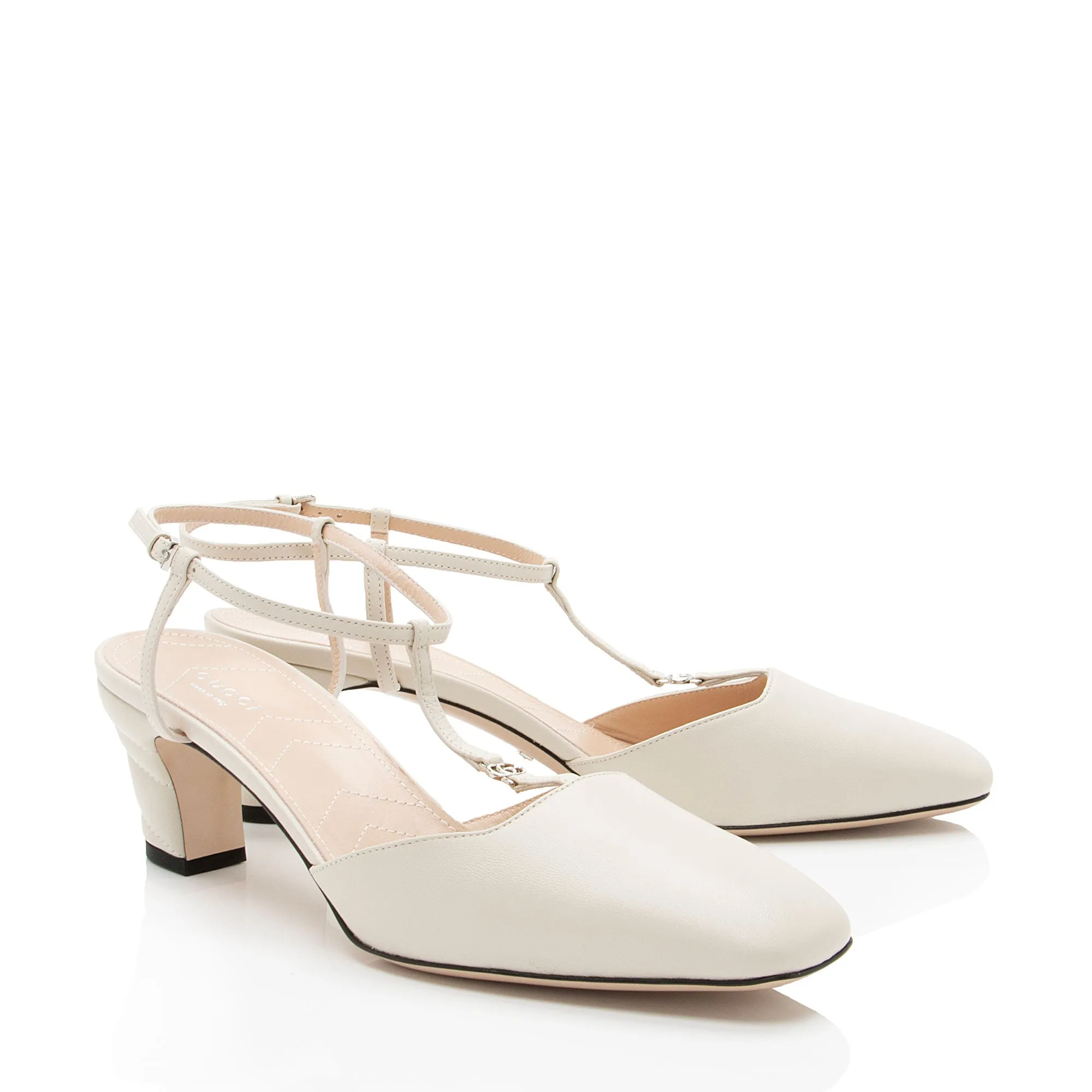 Gucci Leather Petite GG Charlotte Slingback Pumps