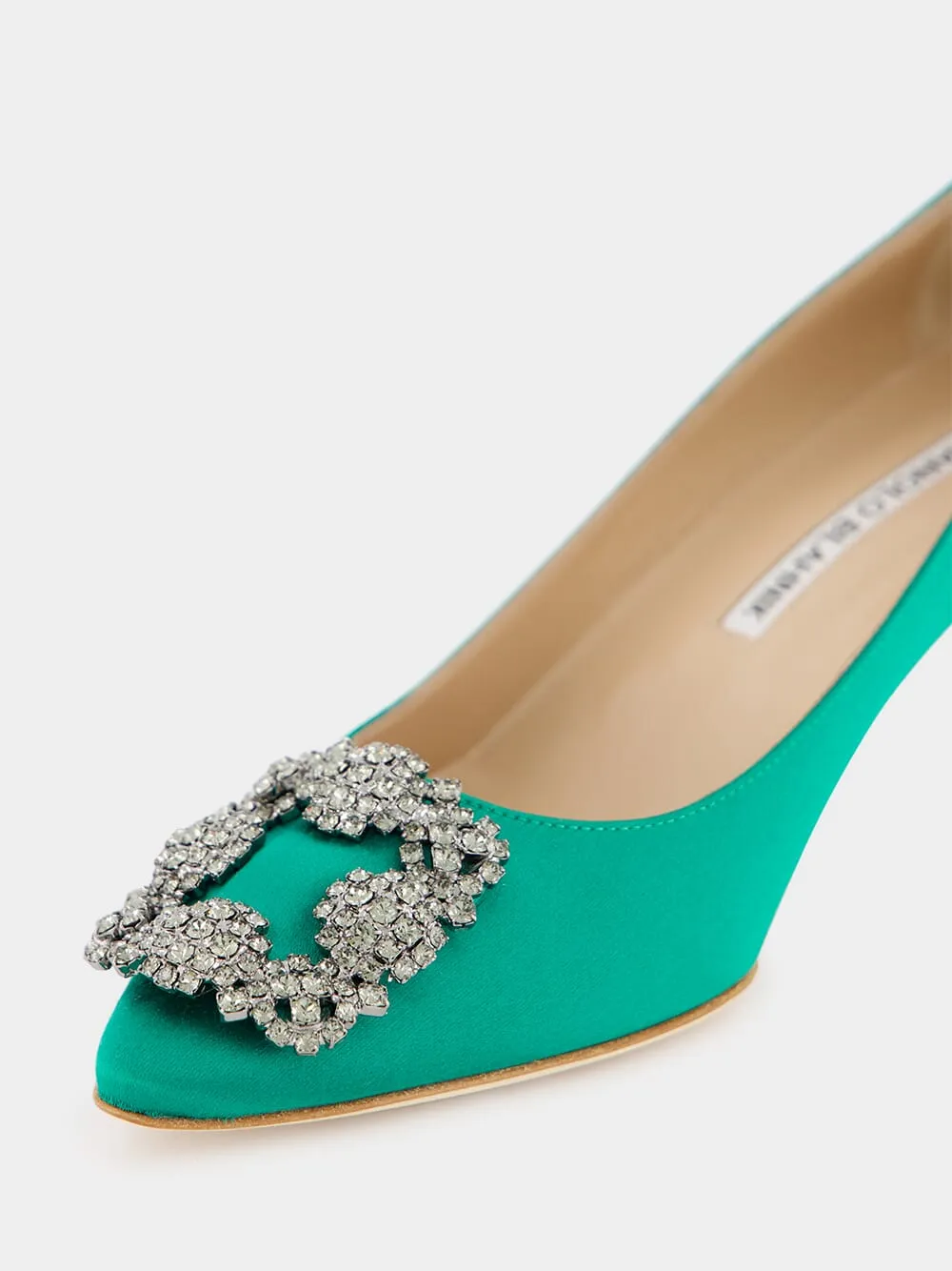 Hangisi Emerald Satin Jewel 50mm Pumps