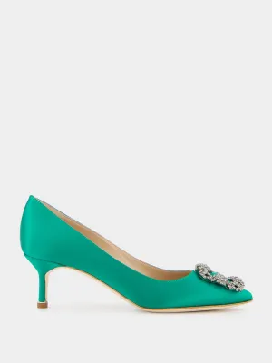 Hangisi Emerald Satin Jewel 50mm Pumps
