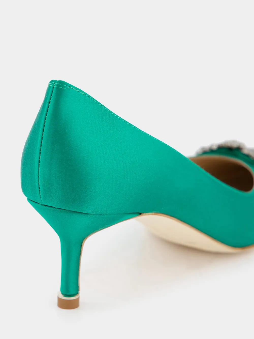 Hangisi Emerald Satin Jewel 50mm Pumps