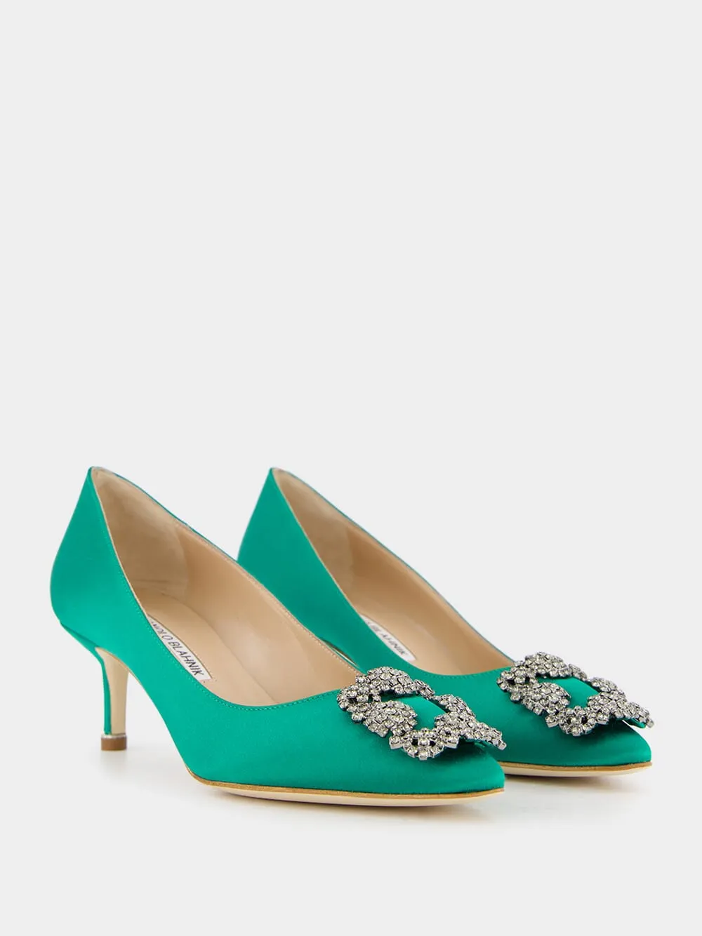 Hangisi Emerald Satin Jewel 50mm Pumps