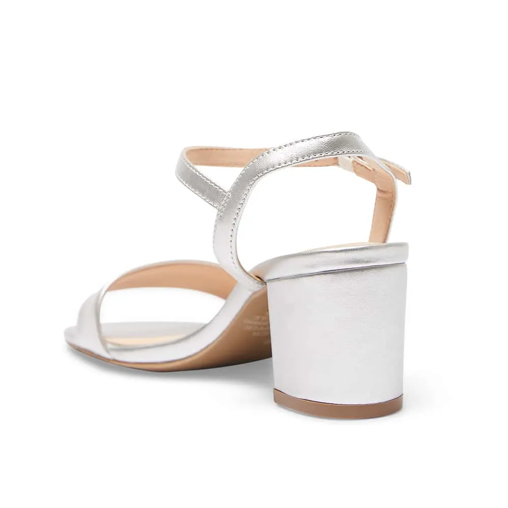 Heather Heel in Silver Metallic Leather