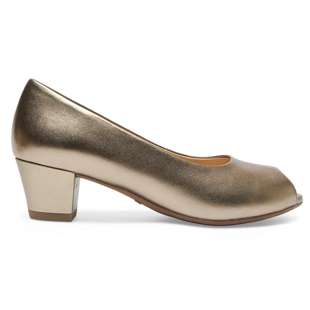 Hilary Heel in Pewter Leather