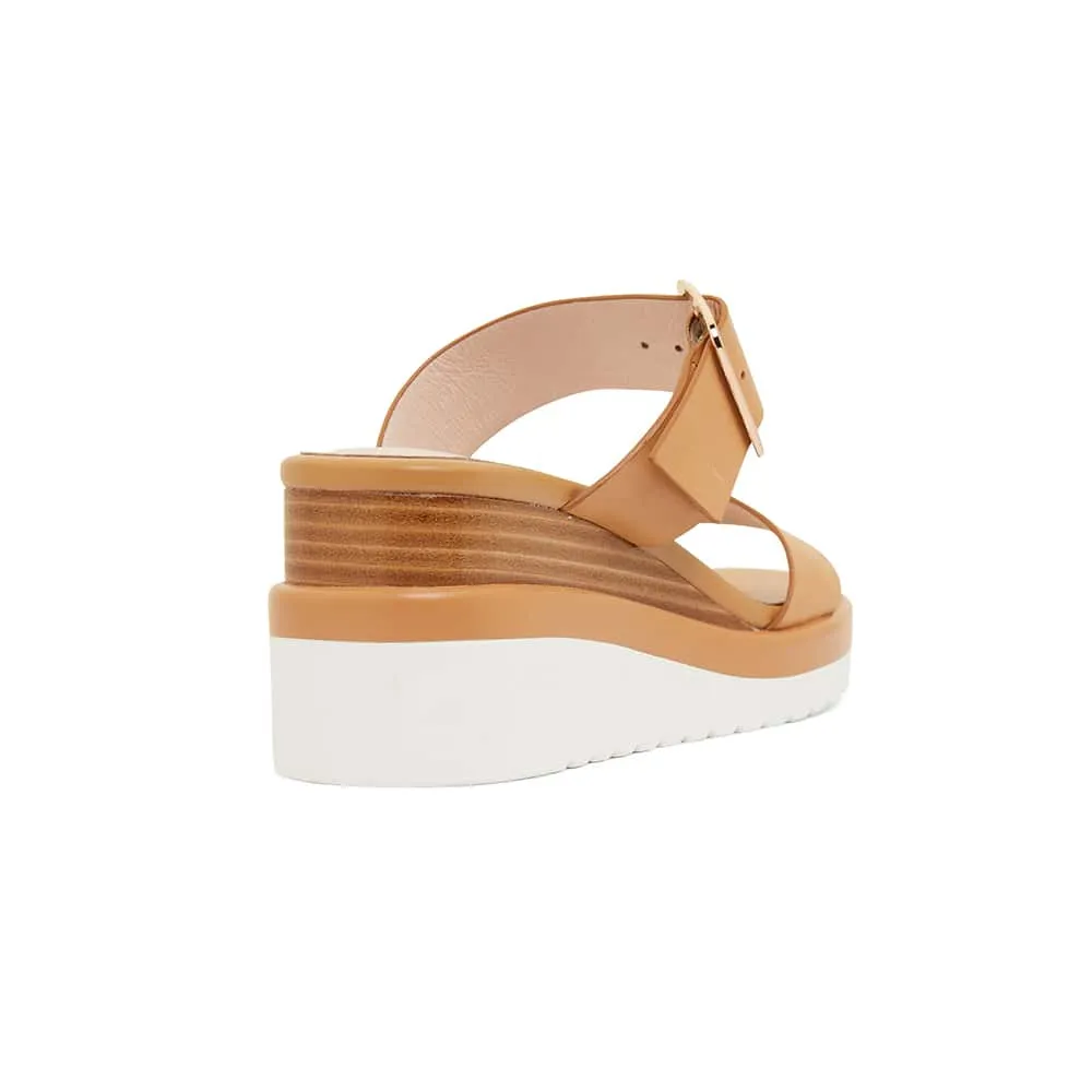 Indulge Wedge in Light Tan Leather